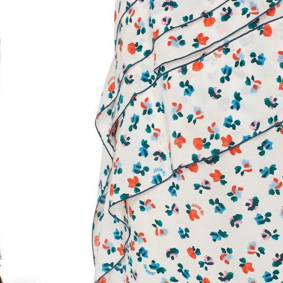 $650 RETAIL Jason Wu Floral Silk Midi Dress Mermaid Core - Picture 4 of 5